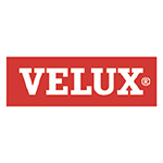 Logo marki Velux. Producent dachów i blachodachówek oraz akcesoriów dachowych i poddasza.
